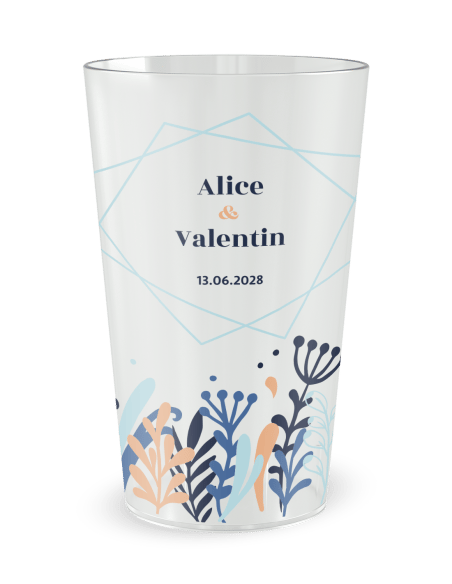 Gobelet transparent - Prénom - mariage herbes hautes - Ecocup