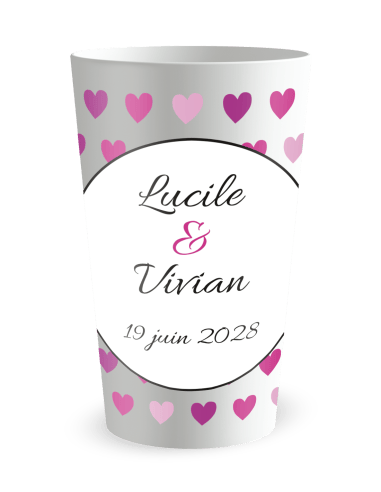 Gobelet blanc - Prénom - mariage coeurs love - Ecocup