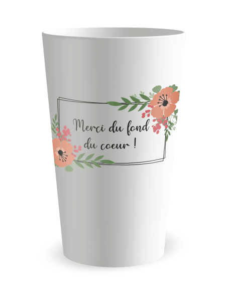 Gobelet blanc de dos  - mariage fleurs vintage - Ecocup