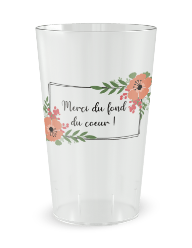 Gobelet transparent de dos - mariage fleurs vintage - Ecocup
