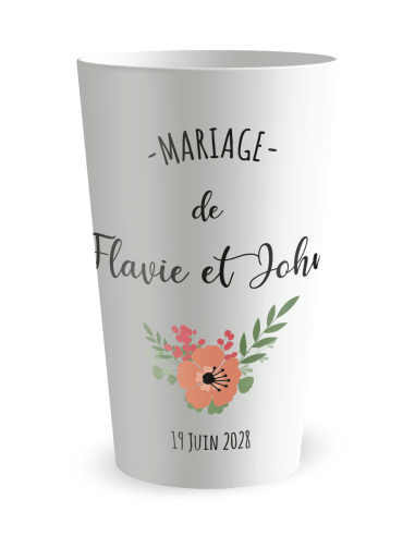 Gobelet blanc - Prénom - mariage fleurs vintage - Ecocup