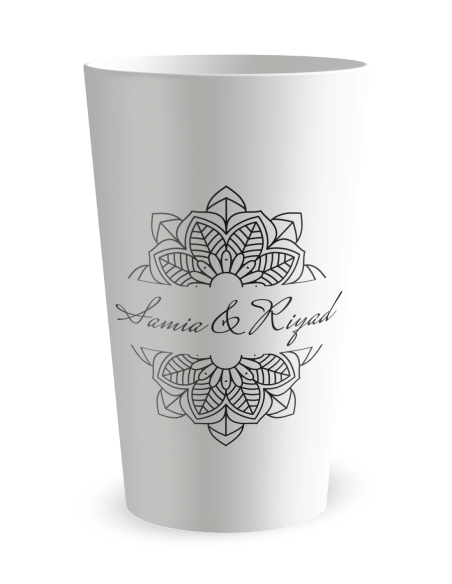 Gobelet blanc de face - mariage oriental henné - Ecocup