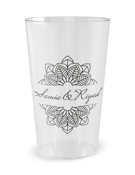 Gobelet transparent de face - mariage oriental henné - Ecocup