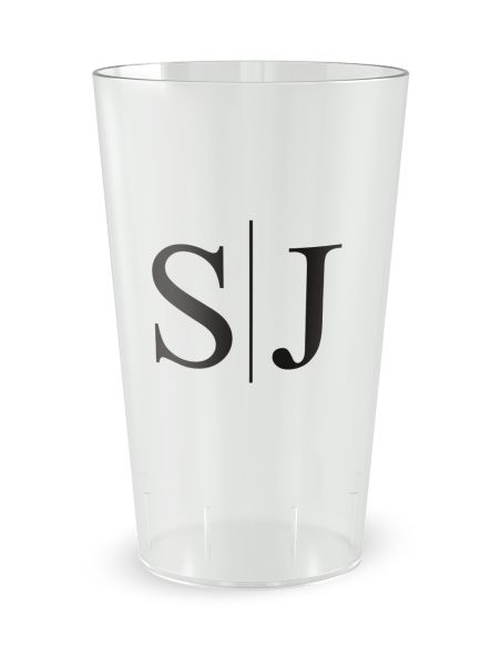 Gobelet transparent - Prénom - mariage initiales fleurs - Ecocup