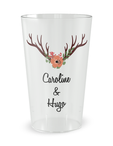 Gobelet transparent de face - mariage bois cerf  - Ecocup