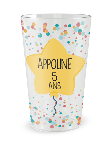 Gobelet transparent - Prénom - anniversaire enfant ballon - Ecocup