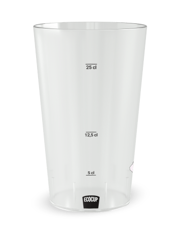 Gobelet blanc de face - fleurs roses - Ecocup 2