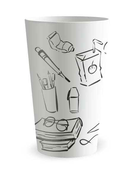 Gobelet blanc de face - Ecole Doodle - Ecocup