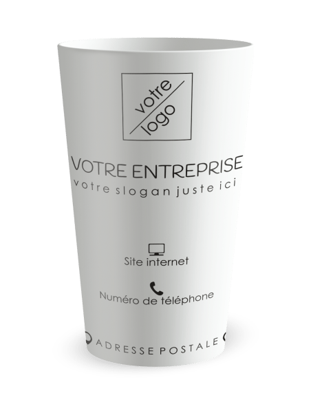 Gobelet blanc de face - Entreprise Carte de Visite - Ecocup