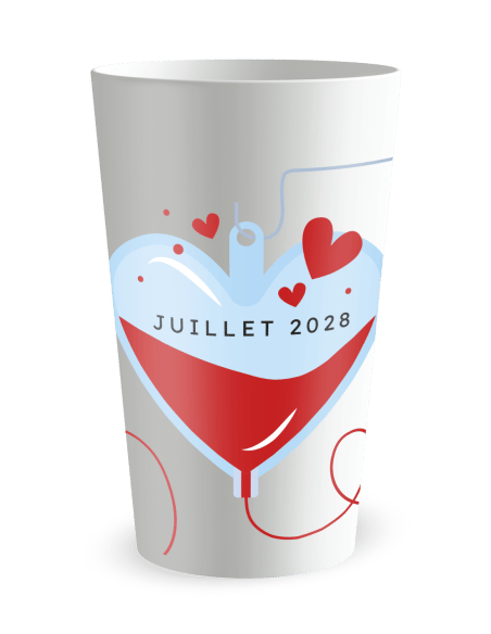 Gobelet blanc de face - Don du Sang - Ecocup