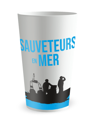 Gobelet blanc de face - Sauveteurs en Mer - Ecocup