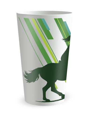 Gobelet blanc de coté - Silhouette Hippique - Ecocup