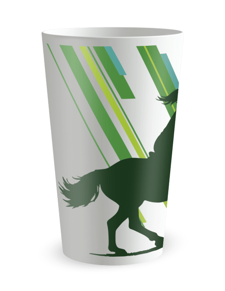 Gobelet blanc de coté - Silhouette Hippique - Ecocup