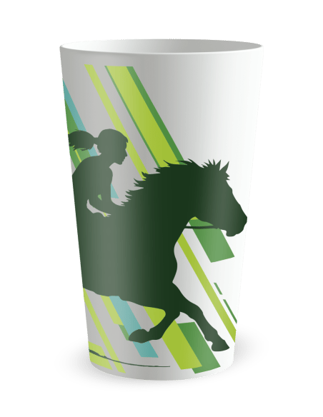 Gobelet blanc de face - Silhouette Hippique - Ecocup