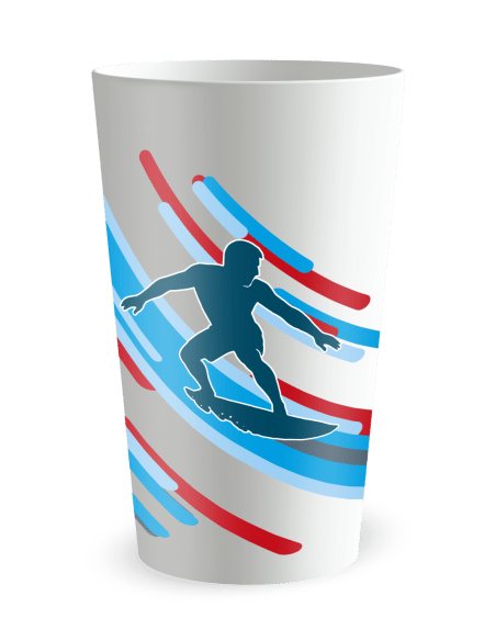 Gobelet blanc de face - Silhouette Surf - Ecocup