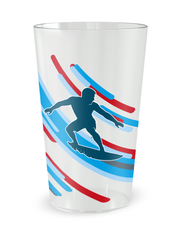Gobelet transparent de face - Silhouette Surf - Ecocup