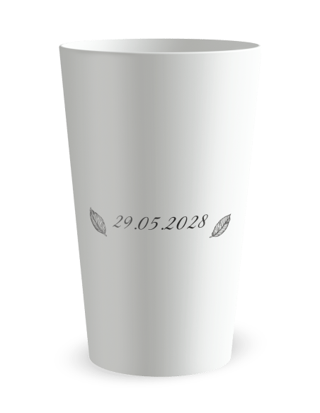 Gobelet blanc de dos - Mariage Motif Plume - Ecocup
