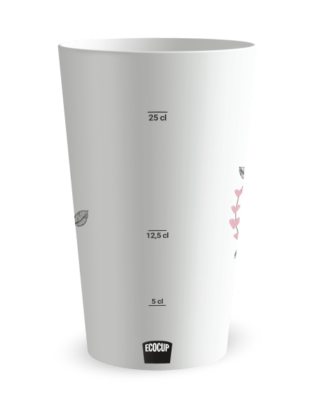 Gobelet blanc Graduation - Mariage Motif Plume - Ecocup