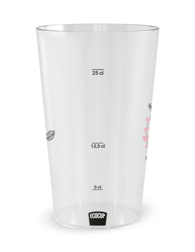 Gobelet transparent Graduation - Mariage Motif Plume - Ecocup