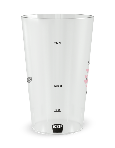 Gobelet transparent Graduation - Mariage Motif Plume - Ecocup