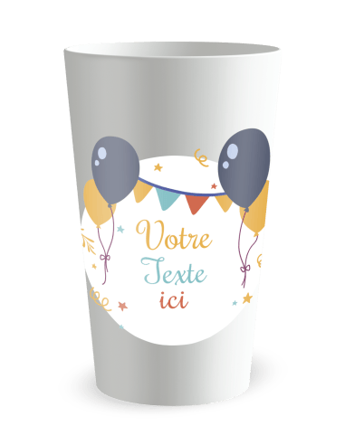 Gobelet blanc de face - Anniversaire avec Ballons Festifs - Ecocup