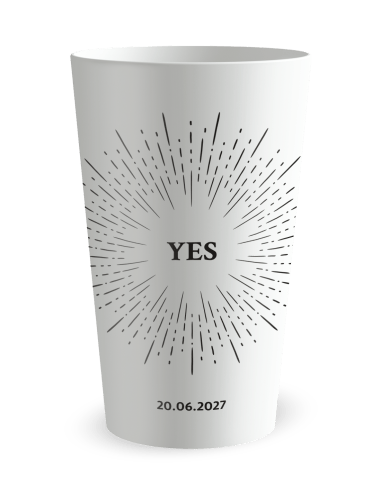 Gobelet blanc de face - mariage yes - Ecocup