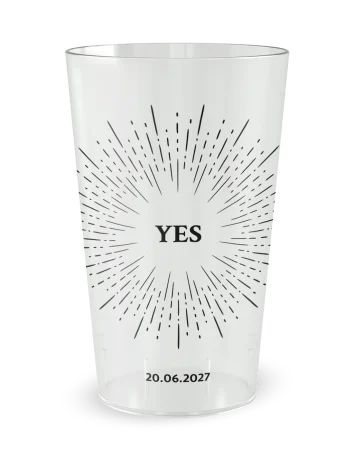Gobelet transparent de face - mariage yes - Ecocup