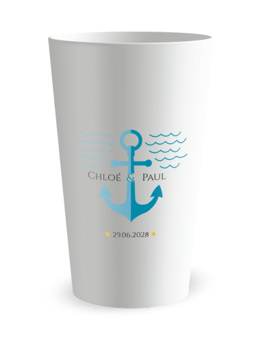 Gobelet blanc de face - maritime : le même bateau - Ecocup