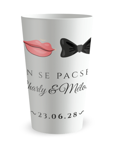 Gobelet blanc de face - pacs bouche et nœud papillon - Ecocup