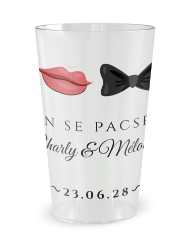 Gobelet transparent de face - pacs bouche et nœud papillon - Ecocup