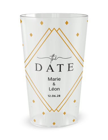 Gobelet transparent de face - mariage losanges - Ecocup