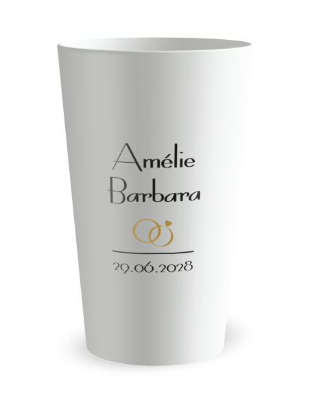 Gobelet blanc - prénom et date - mariage grandes lettres - Ecocup