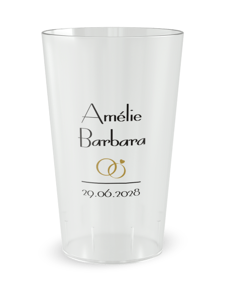 Gobelet transparent - prénom et date - mariage grandes lettres - Ecocup