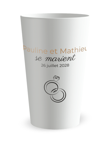 Gobelet blanc de face - mariage alliances - Ecocup
