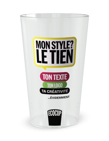 Gobelet transparent de face - Personnalisé par vos soins - Ecocup