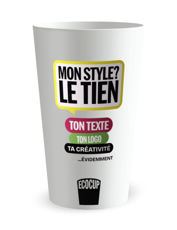 Gobelet Blanc de face - Personnalisé par vos soins - Ecocup