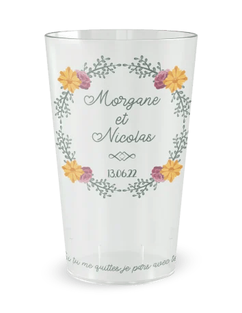 gobelet transparent personnalisé mariage couronne humour, vue de face