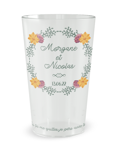 gobelet transparent personnalisé mariage couronne humour, vue de face