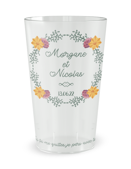 gobelet transparent personnalisé mariage couronne humour, vue de face