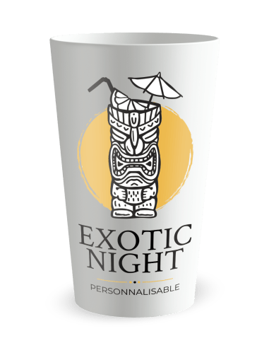 Gobelet blanc de face - Soirée Cocktail Exotique - Ecocup