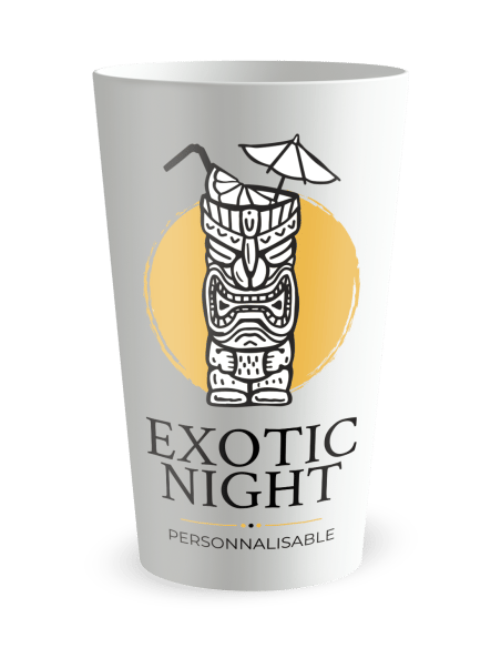 Gobelet blanc de face - Soirée Cocktail Exotique - Ecocup
