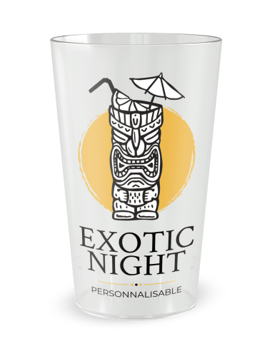 Gobelet transparent de face - Soirée Cocktail Exotique - Ecocup