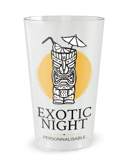Gobelet transparent de face - Soirée Cocktail Exotique - Ecocup