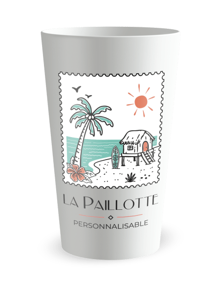 Gobelet blanc de face - carte postale été - Ecocup