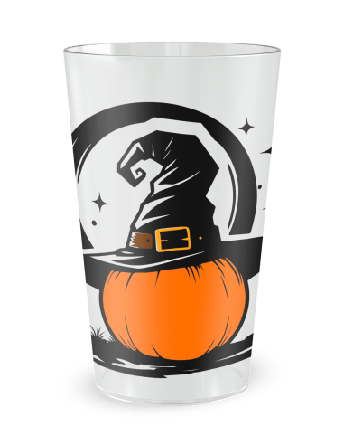 Gobelet transparent de face - dessin d'Halloween avec citrouille à personnaliser - Ecocup