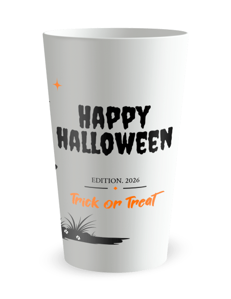 Gobelet blanc de dos - dessin d'Halloween avec citrouille à personnaliser - Ecocup