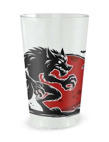Gobelet transparent de face - Gobelet Loup Garou Halloween - Ecocup