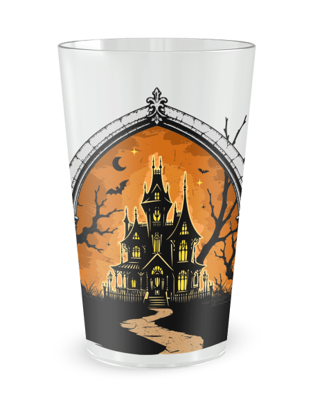 Gobelet transparent de face - Gobelet Manoir Hanté Halloween - Ecocup