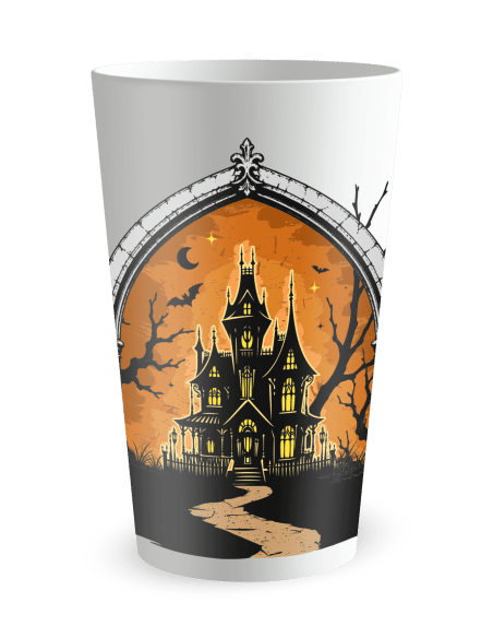 Gobelet blanc de face - Gobelet Manoir Hanté Halloween - Ecocup