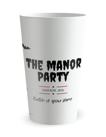Gobelet blanc de dos - Gobelet Manoir Hanté Halloween - Ecocup